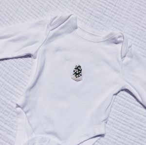 COTTON Snowy Tree Hand-Embroidered Onesie
